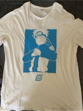 Old Navy White Short-Sleeve Tee with Blue Anime Graphic